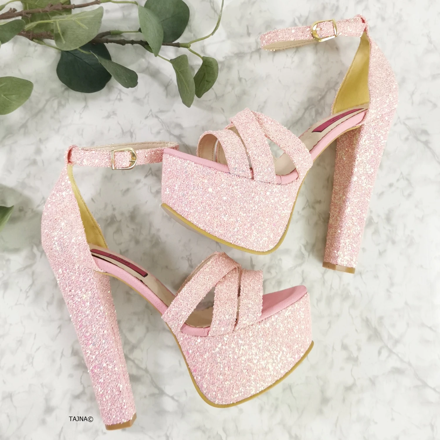 Light Pink Glitter Bridal High Heels 1 Light Pink Glitter Bridal High Heels