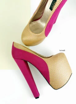 Pink Gold Honey Bee Chunky Heels -Tajna Shoes pink gold 7 inches heels 2 44cfe4a9 3a62 44c6 8ed7 694c7f9a586e
