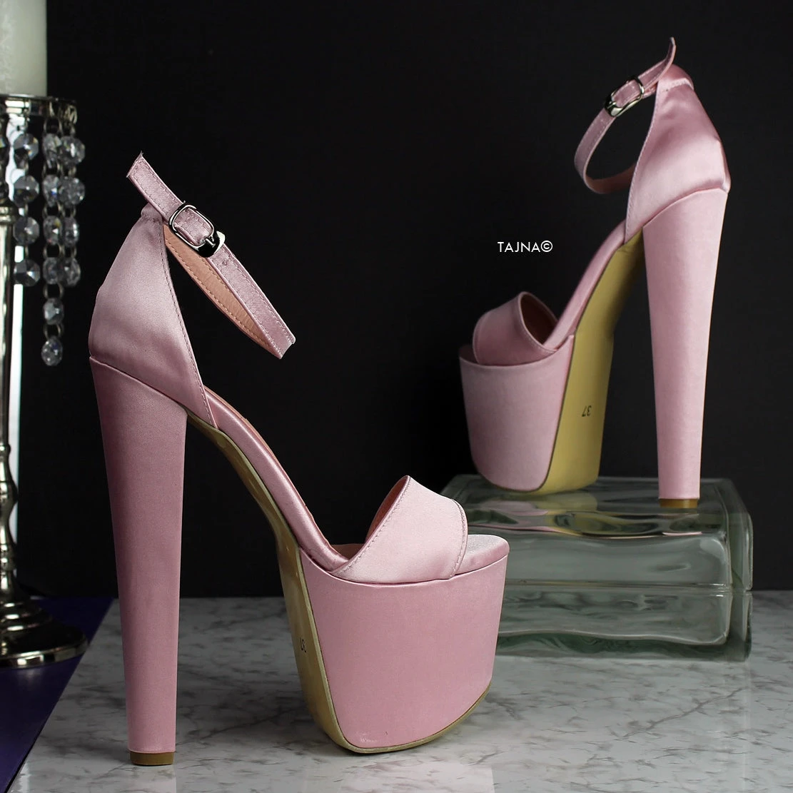 Light Pink Satin High Heel Platforms 6 Light Pink Satin High Heel Platforms - Image 6