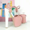 Pink White Chunky Heel Platform Sandals