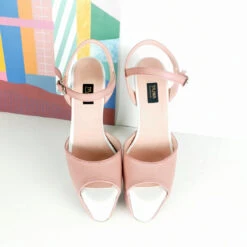 Pink White Chunky Heel Platform Sandals -Tajna Shoes pink white 19 cm high heel sandals 5