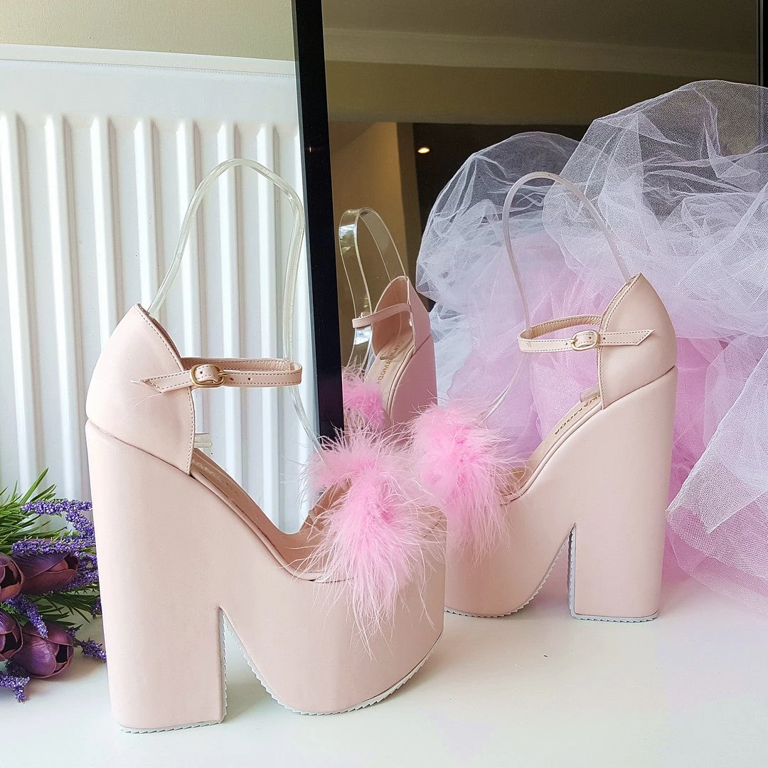 Light Pink Fury High Heel Wedge Platform Wedges 1 Light Pink Fury High Heel Wedge Platform Wedges