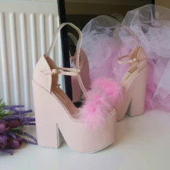 Light Pink Fury High Heel Wedge Platform Wedges 5 Light Pink Fury High Heel Wedge Platform Wedges -Tajna Shoes pink 18 cm high heel wedding shoes wedges 4