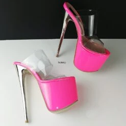 Pink Neon Transparent Strap Mules