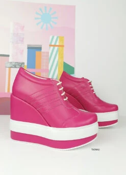 Pink Magenta Lace Up Sport Platform Wedges -Tajna Shoes pinkwedgehighheelplatformlaceupwedgeshoes tajnaclub 11