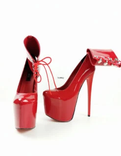 Ankle Cuff Red Patent High Heels -Tajna Shoes red ankle cuff high heel platform shoe 2