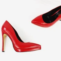 Red Genuine Leather Pointy Toe Stilettos 13 Red Genuine Leather Pointy Toe Stilettos -Tajna Shoes red genuine leather high heel stiletto pointy toe 4