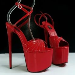 Red Gloss Tango Strap High Heels