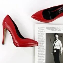 Red Genuine Leather Pointy Toe Stilettos 12 Red Genuine Leather Pointy Toe Stilettos -Tajna Shoes red leather pointy toes heels