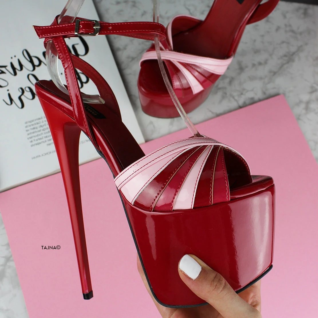 Red Pink Gloss Tango Strap Heels 1 Red Pink Gloss Tango Strap Heels