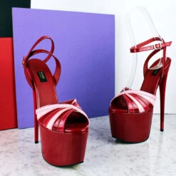 Red Pink Gloss Tango Strap Heels 10 Red Pink Gloss Tango Strap Heels -Tajna Shoes red pink patent high heel platform shoes stilettos 3