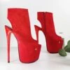 Red Suede Ankle Peep Toe High Heels