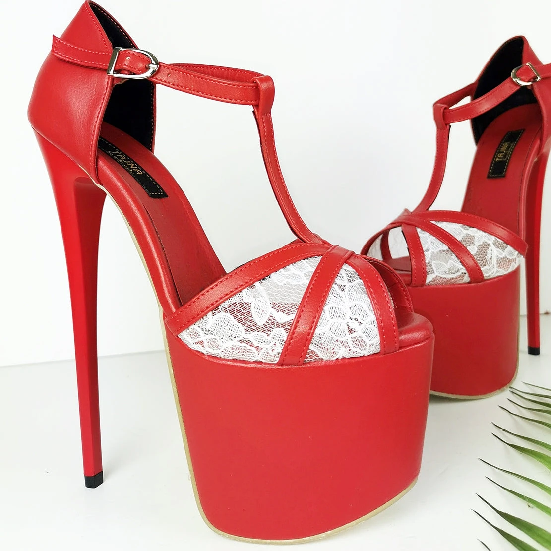 Red Lace Peep Toe Ankle Heels 1 Red Lace Peep Toe Ankle Heels