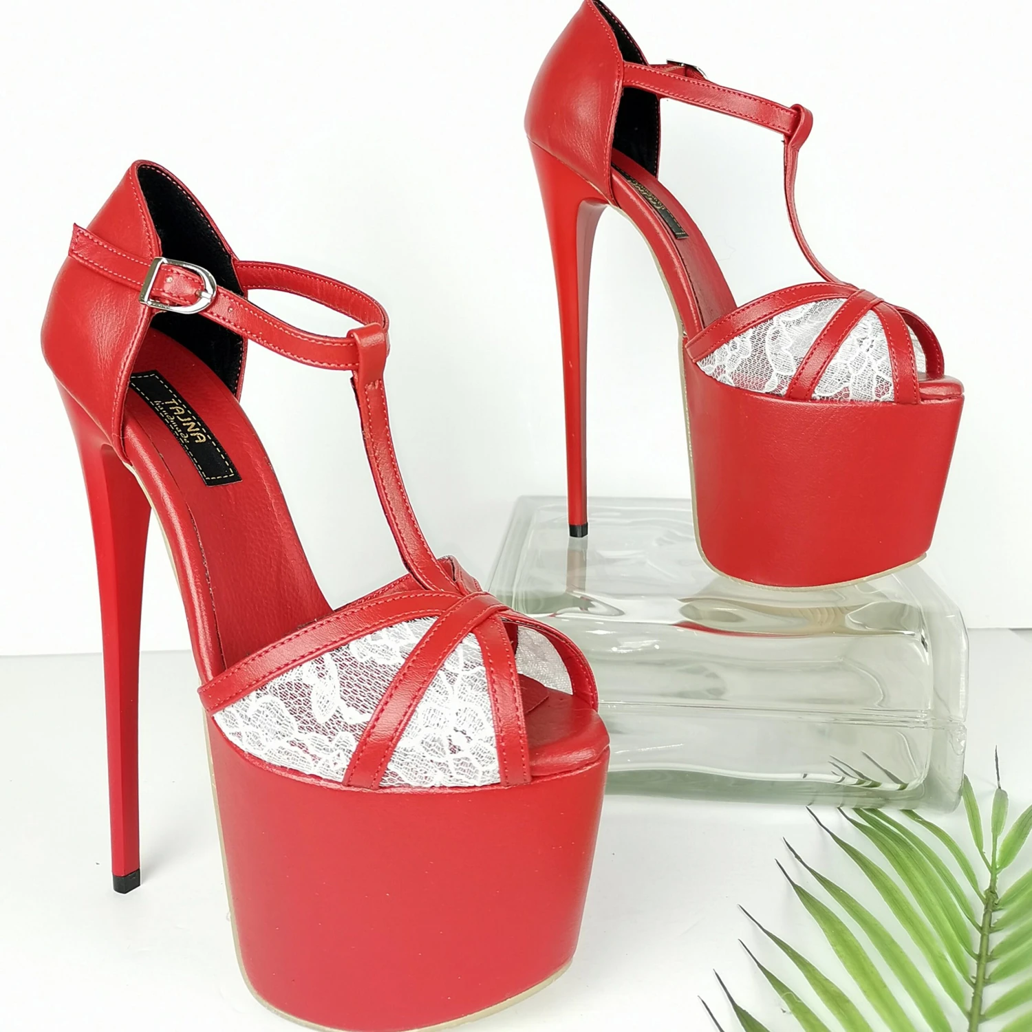 Red Lace Peep Toe Ankle Heels 11 Red Lace Peep Toe Ankle Heels - Image 11