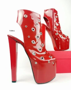 Red Patent Pin Open Back Ankle Heels -Tajna Shoes redpatenthighheelankleslingbackshoes 1