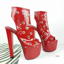 Red Patent Pin Open Back Ankle Heels -Tajna Shoes redpatenthighheelankleslingbackshoes 7