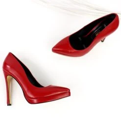 Red Genuine Leather Pointy Toe Stilettos 10 Red Genuine Leather Pointy Toe Stilettos -Tajna Shoes redstilettos