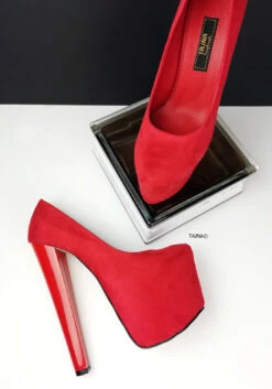 Red Suede Platform Pumps Chunky Heels -Tajna Shoes redsuedeplatformhighheelshoes 6