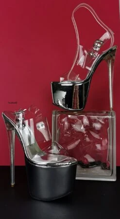Silver Mirror Transparent High Heel Mules -Tajna Shoes silver mirror high heel clear heel mules extreme platforms 4
