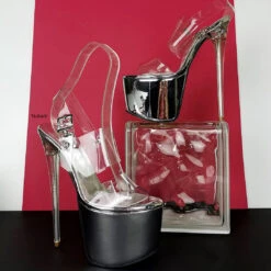 Silver Mirror Transparent High Heel Mules