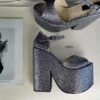 Dark Silver High Heel Shimmer Wedges
