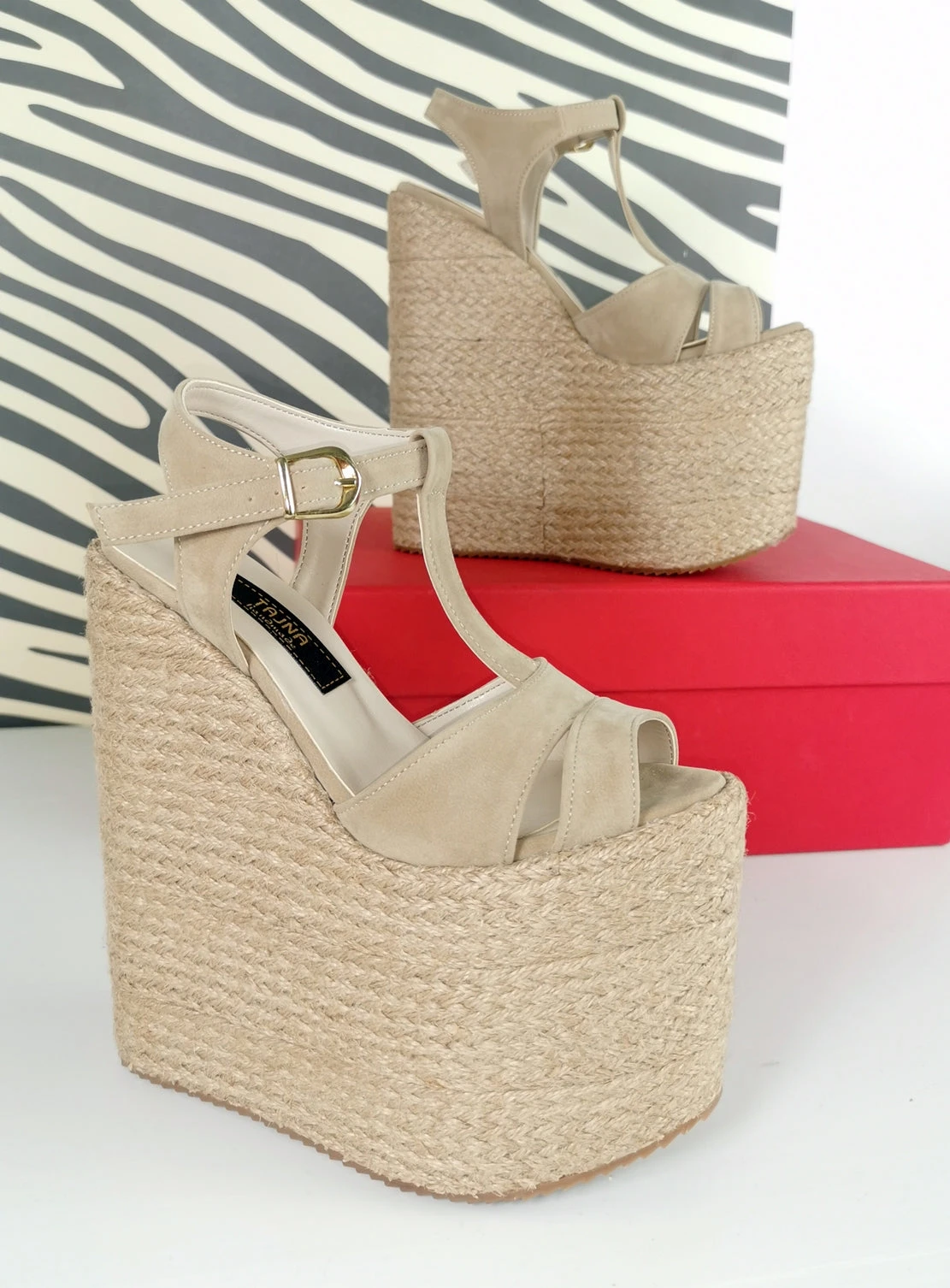 Espadril Beige Platform Wedge Sandals 2 Espadril Beige Platform Wedge Sandals - Image 2