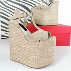 Espadril Beige Platform Wedge Sandals 10 Espadril Beige Platform Wedge Sandals -Tajna Shoes super high heel espadril platform wedge sandals 2
