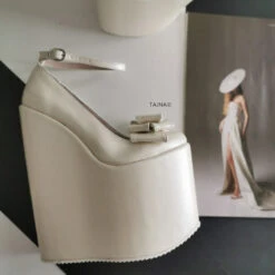 Bridal Ivory Ribbon Platform Wedge Shoes
