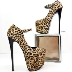 Leopard Mary Jane High Heels 5 Leopard Mary Jane High Heels -Tajna Shoes tajna club extreme high heel fetish shoes 3