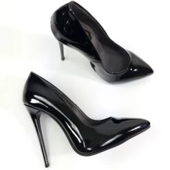 Black Gloss Pencil Heel Stiletto -Tajna Shoes tajna club extreme high heel fetish shoes 62