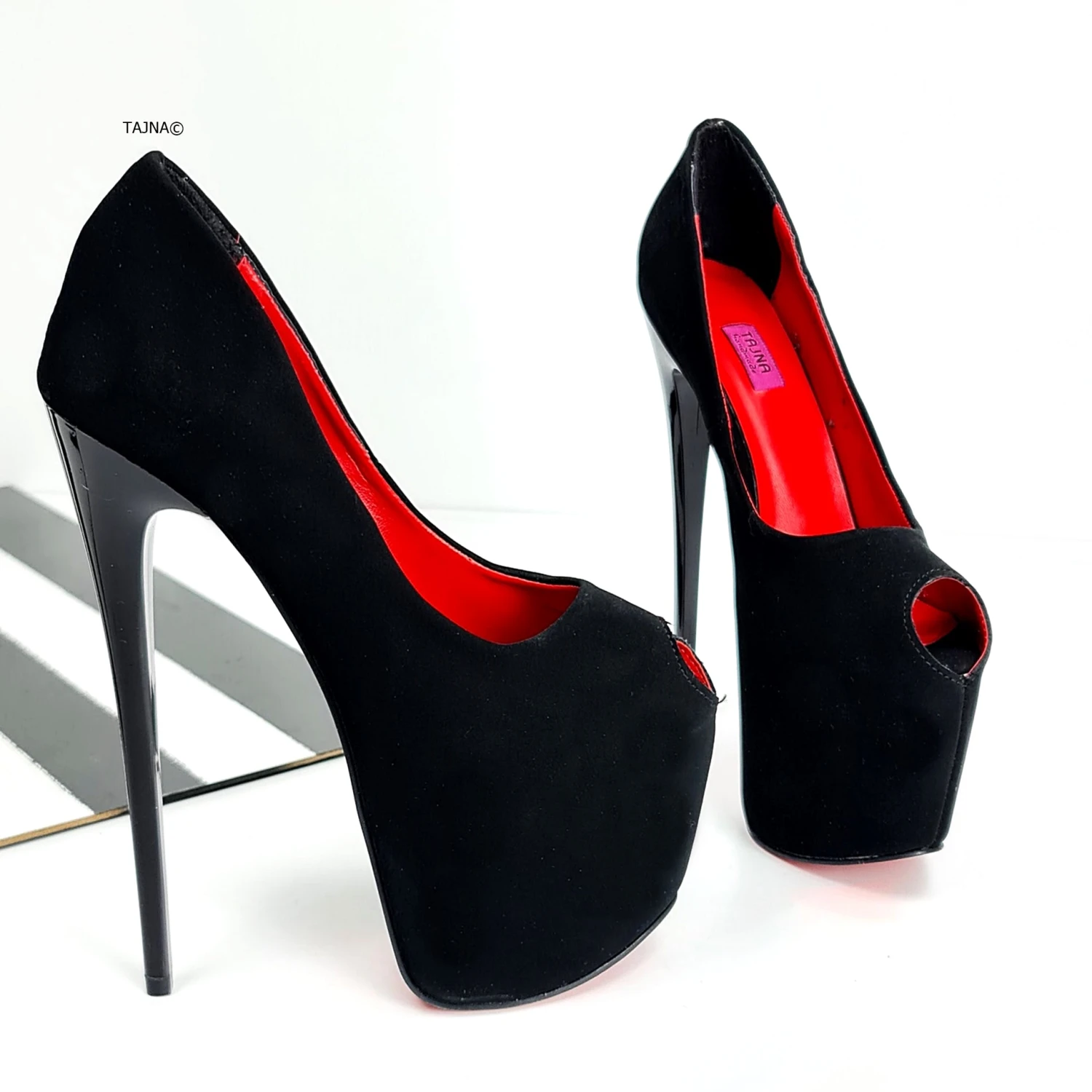 Black Suede Fishmouth Classic High Heels 1 Black Suede Fishmouth Classic High Heels