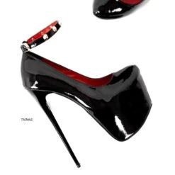 Extra Triple Strap Black Gloss High Heel Pumps -Tajna Shoes tajna club high heel platform shoes handmade to order bespoke fetish heels 52