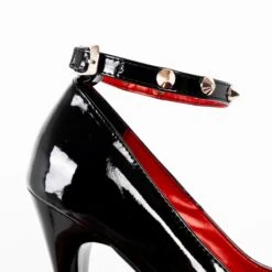 Extra Triple Strap Black Gloss High Heel Pumps -Tajna Shoes tajna club high heel platform shoes handmade to order bespoke fetish heels 53