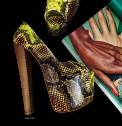 Vegan Mustard Snake Print High Heel Pumps Peep Toe -Tajna Shoes tajna club high heel platform shoes peep toe snake print extreme dress heels 3