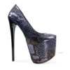 Vegan Dark Purple Gray Snake Print Pencil Heel Pumps