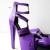 Purple Croco Ankle Cut Open Toe High Heel Platforms