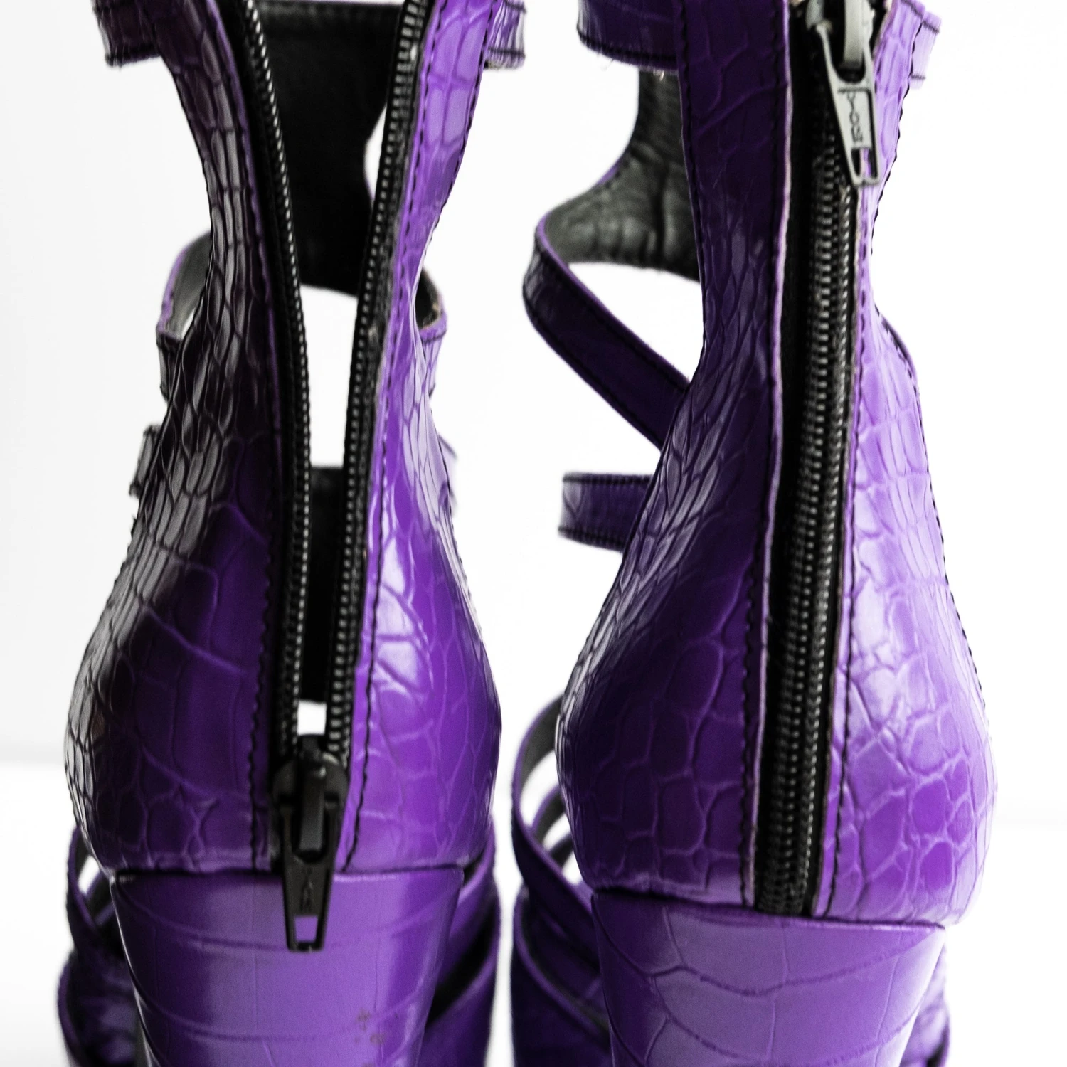 Purple Croco Ankle Cut Open Toe High Heel Platforms 4 Purple Croco Ankle Cut Open Toe High Heel Platforms - Image 4