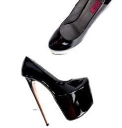 Black Gloss Metallic Heels Classic Pumps -Tajna Shoes tajna club high heel shoes 14