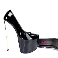 Black Gloss Metallic Heels Classic Pumps -Tajna Shoes tajna club high heel shoes 9