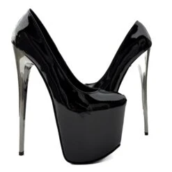 Metallic Heel Black Gloss High Heel Pumps -Tajna Shoes tajna club platform high heel shoes handmade to order 101