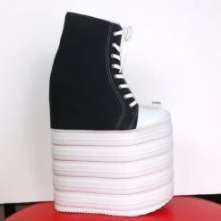Extreme Platform Hidden Heel Sport Lace Up Wedge Boots -Tajna Shoes tajna club platform high heel shoes handmade to order 102 735576ad 35b9 414d b1ad bda4f4955aba