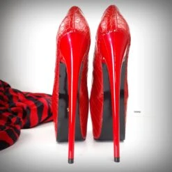 Red Croco Classic High Heel Platform Pumps -Tajna Shoes tajna club platform high heel shoes handmade to order 246