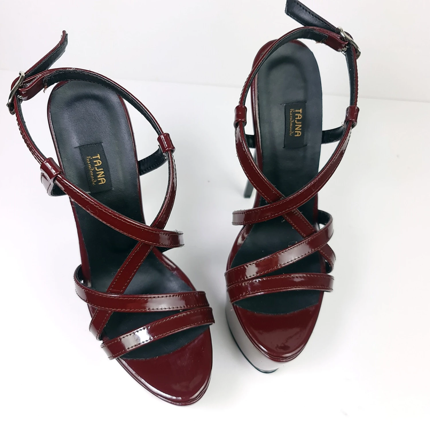 Burgundy Vine Gloss High Heel Sandals 7 Burgundy Vine Gloss High Heel Sandals - Image 7
