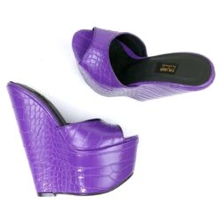 Purple Croco Print High Heel Mules 5 Purple Croco Print High Heel Mules -Tajna Shoes tajna club platform high heel shoes handmade to order 308