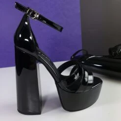 Block Chunky Black Gloss High Heel Sandals 9 Block Chunky Black Gloss High Heel Sandals -Tajna Shoes tajna club shoes high platform heels handmade to order 334 65ba194a d631 4473 8434 05acf5b33015