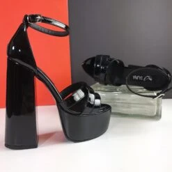 Block Chunky Black Gloss High Heel Sandals 8 Block Chunky Black Gloss High Heel Sandals -Tajna Shoes tajna club shoes high platform heels handmade to order 337 6a9777b2 52f3 4940 8848 aba0c7da2c2a
