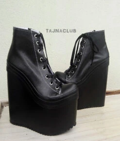 Super High Heel Black Sneaker Wedges -Tajna Shoes tajna moda yuksek dolgu topuklu ayakkabi gelinlik 20 cm 17 buyuk 56