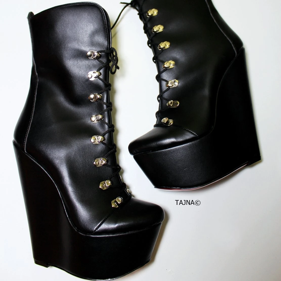 Lace Up Black Military Style Wedge Boots 1 Lace Up Black Military Style Wedge Boots