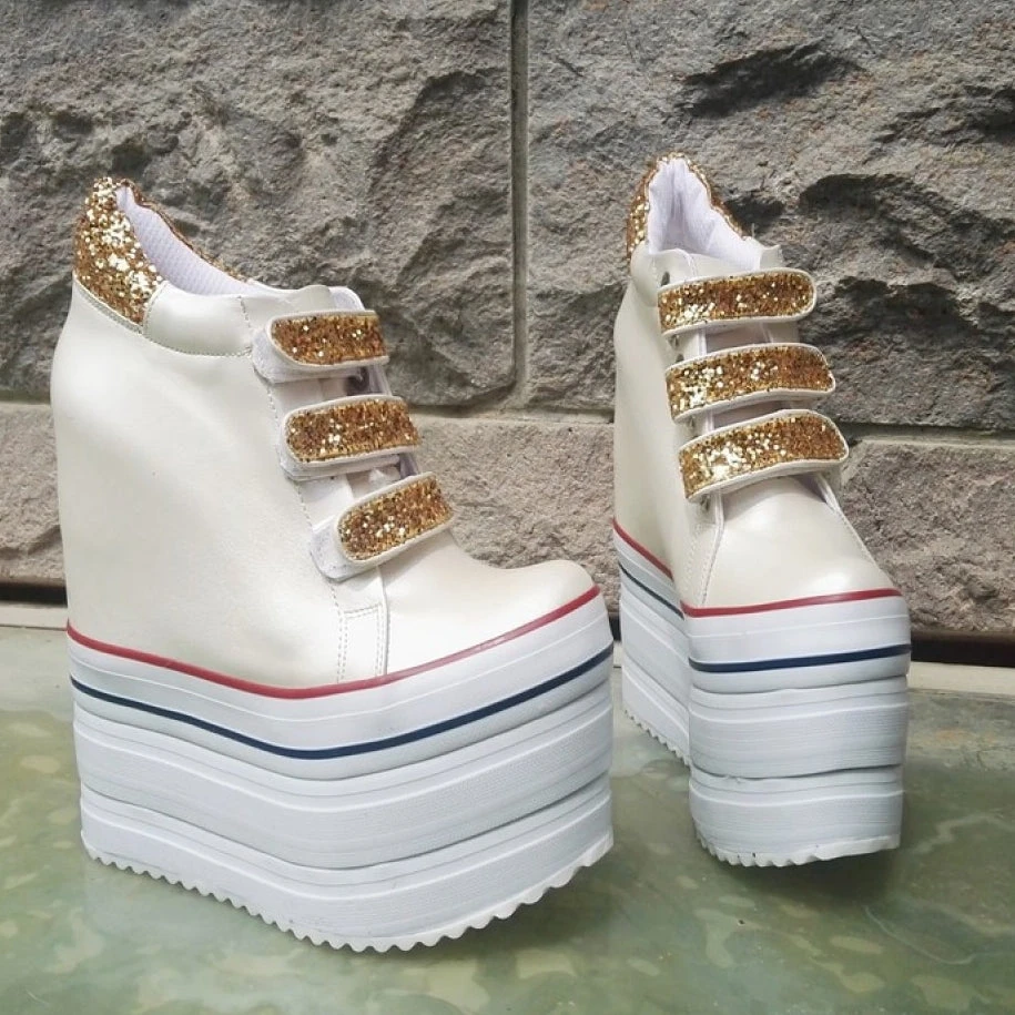 Ivory Hook Pile Sport High Heel Wedge Platform Shoes 1 Ivory Hook Pile Sport High Heel Wedge Platform Shoes