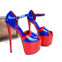 Red Blue Gloss Peep Toe High Heels -Tajna Shoes tajnaclubextremehighheelshoes 10